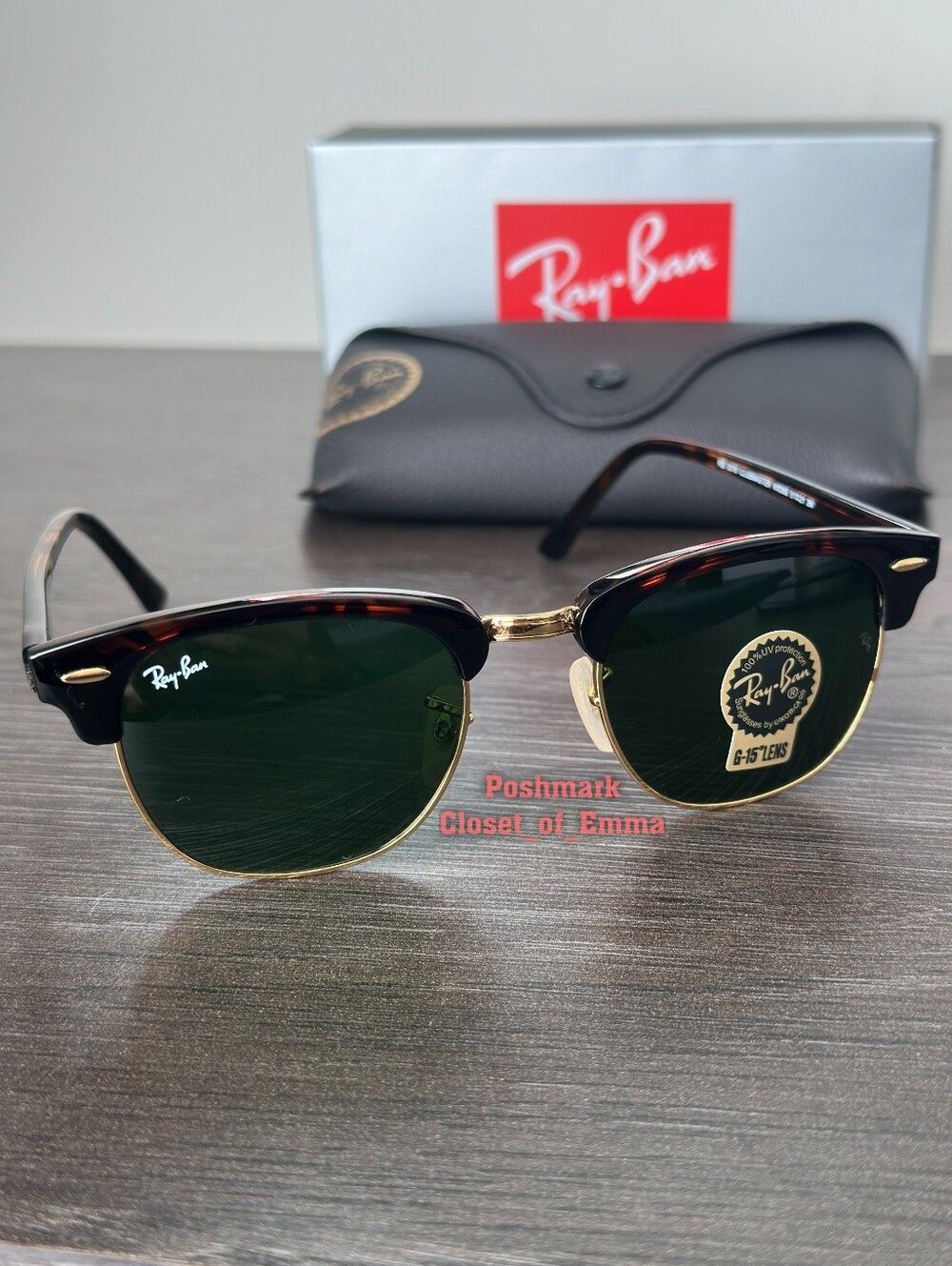 Ray-Ban Clubmaster Green G15 Lenses RB3016 Tortoise Frame NEW Unisex